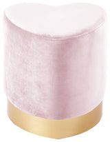 Heart Velvet Upholstered Ottoman/Stool, Pink