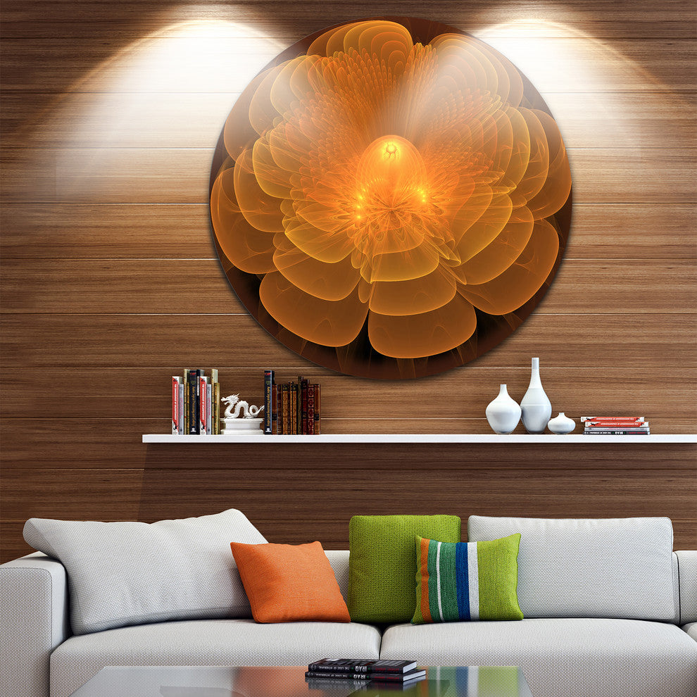 Water Lily Digital Art Fractal Flower, Floral Round Wall Art, 11"