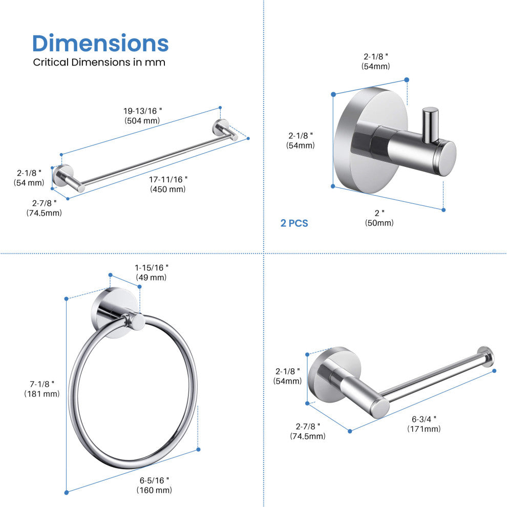 Circular 5-Piece Bathroom Hardware Set, Chrome