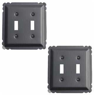 2 Switchplate Black Steel Double Toggle |