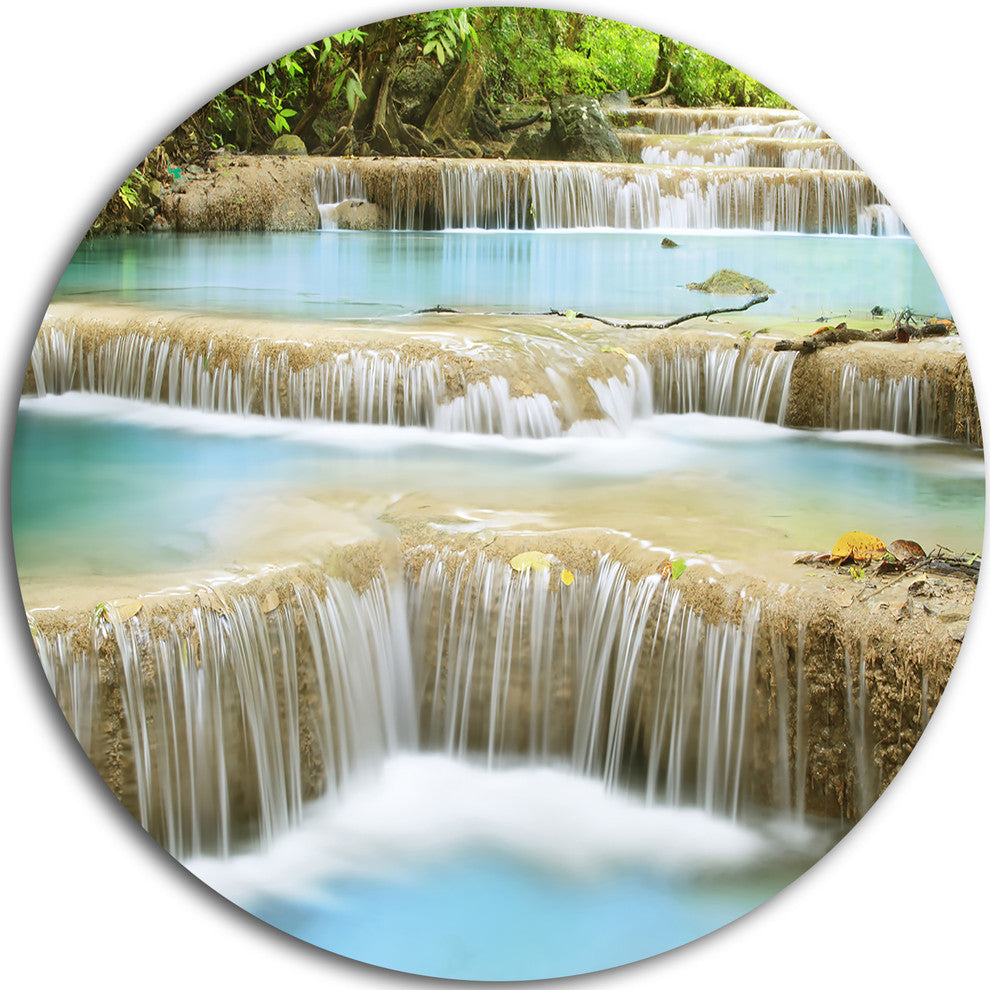 Blue Erawan Waterfall Landscape, Photo Disc Metal Wall Art, 23"