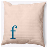 20" x 20" Modern Monogram Indoor/Outdoor Polyester Throw Pillow, Autumn Blue