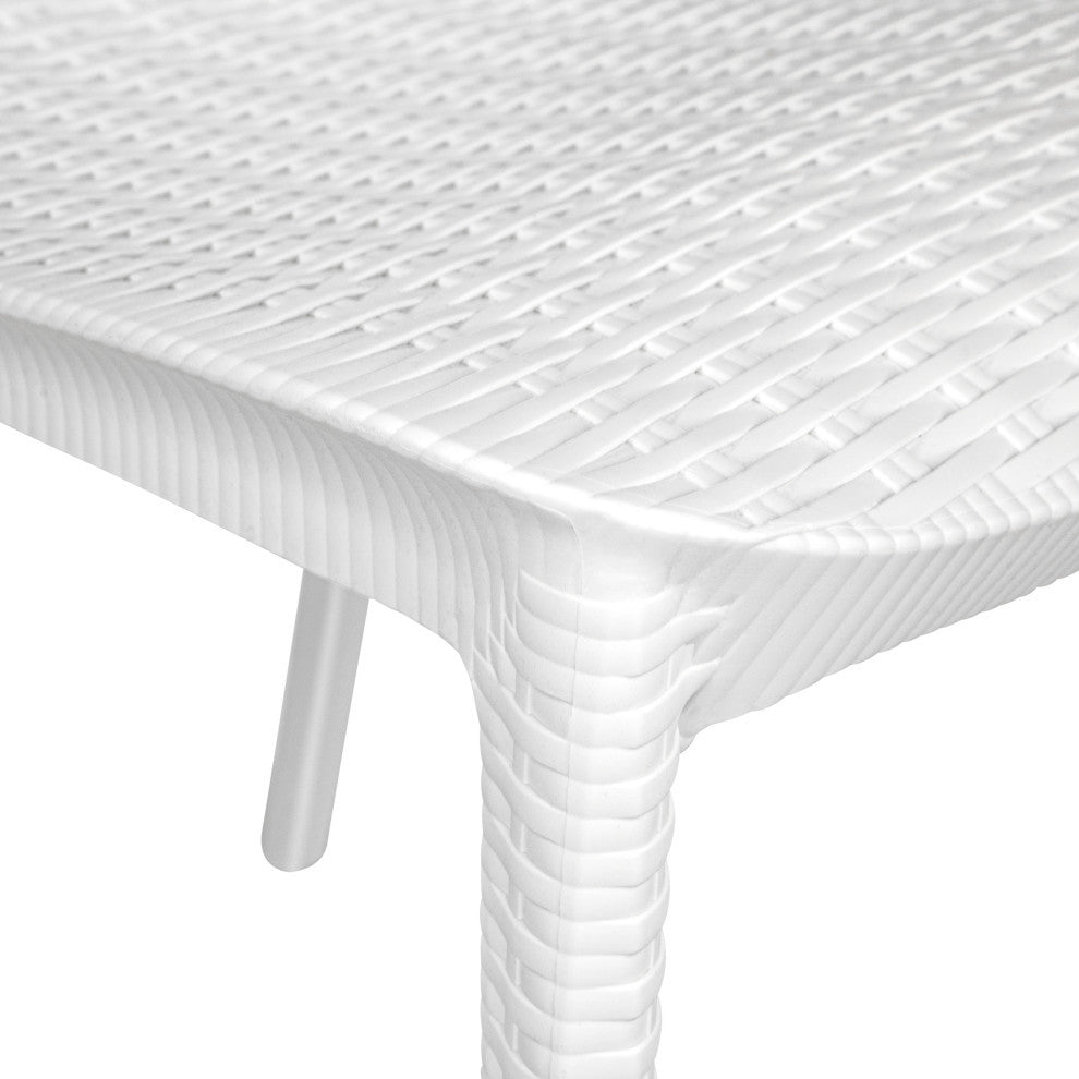 LeisureMod Kent Modern Stackable Outdoor Dining Chair Set of 2, White
