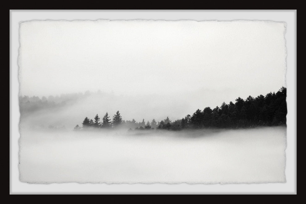 "Foggy Dark Mountains" Framed Painting Print, 36x24