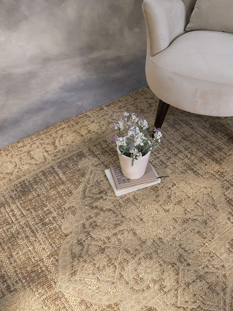 Outdoor Persian Accent Rug - Bacteria Resistant Rug, Neutral, 5'3"x7'6"