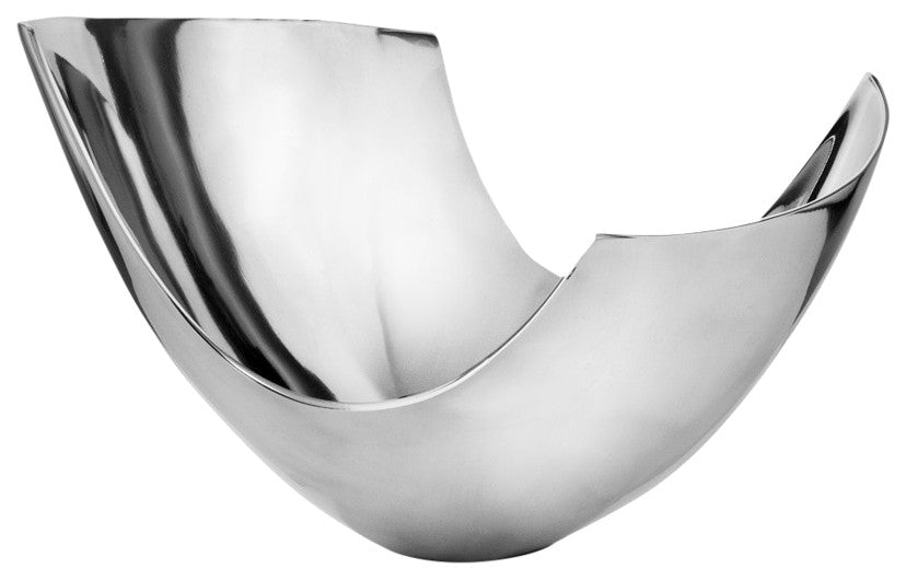 17" Silver Aluminum Modern Abstract Centerpiece Bowl