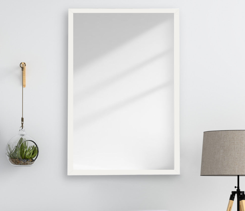 Ellis Framed Wall Mirror, White, 28"x60"