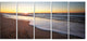 Seashore under Fiery Sunset Sky, Modern Seashore Canvas Art, 60"x28", 5 Panels