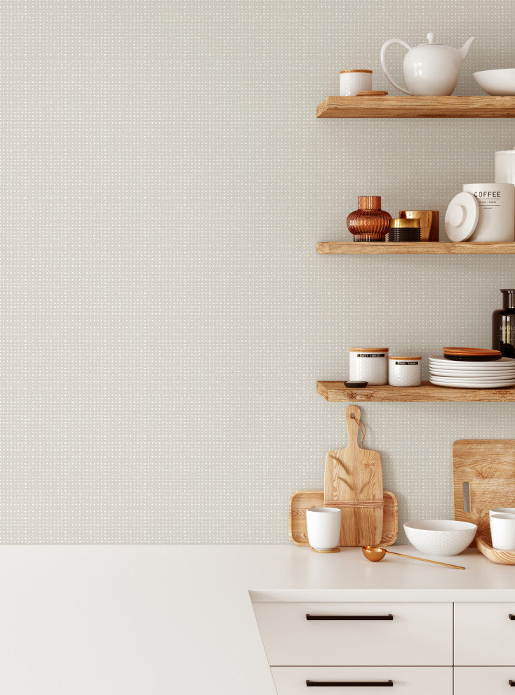 Burlap Hash Pattern Peel and Stick Vinyl Wallpaper, Light Grey, 24"w X 60"h