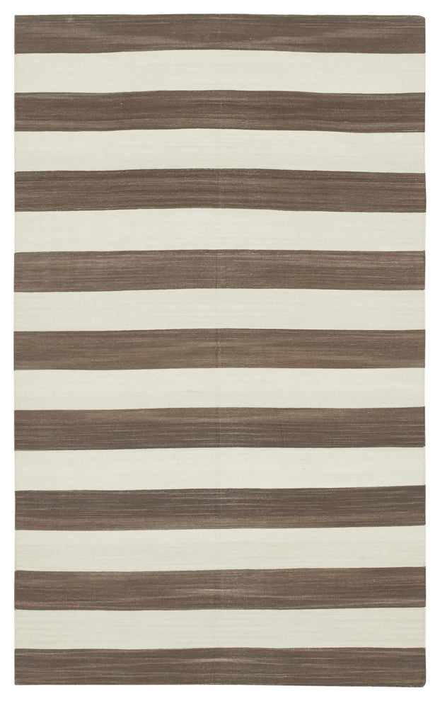 Rug N Carpet - Handmade Wool 3' 5'' x 5' 7'' Geometric Dhurrie Kilim Rug