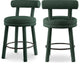 Parlor Black Boucle Fabric Stool, Set of 2, Green
