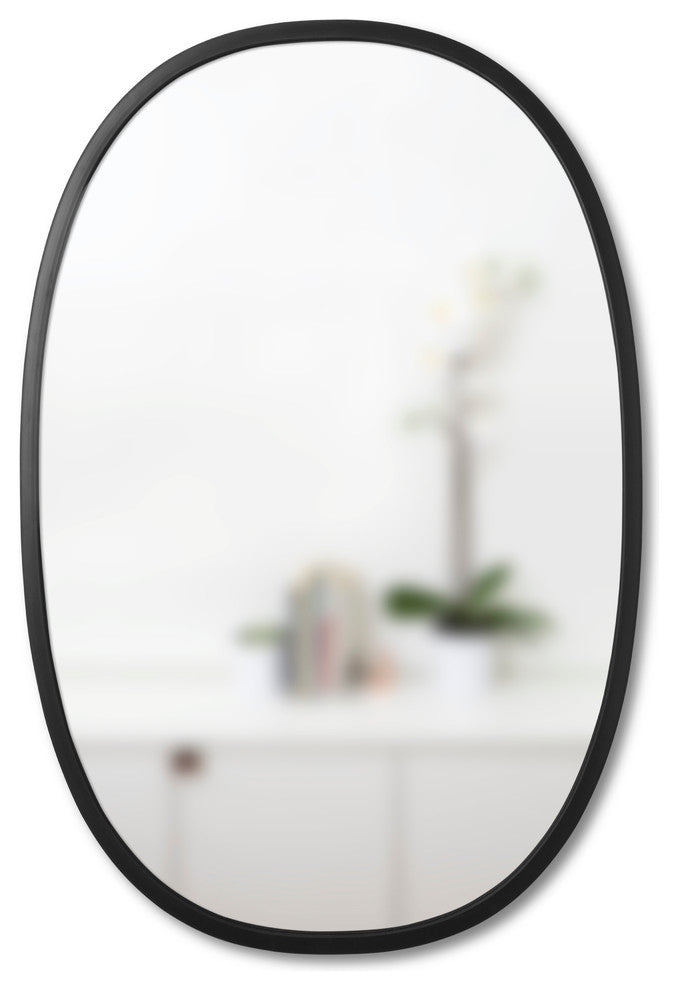 Umbra Hub Modern Wall Mount Oval Mirror Black
