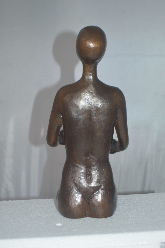 Abstract of Nude Girl sitting Bronze Statue -  Size: 9"L x 6"W x 21"H.