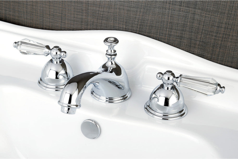 Kingston Brass Widespread Bathroom Faucet With Brass Pop-Up, Polished Chrome