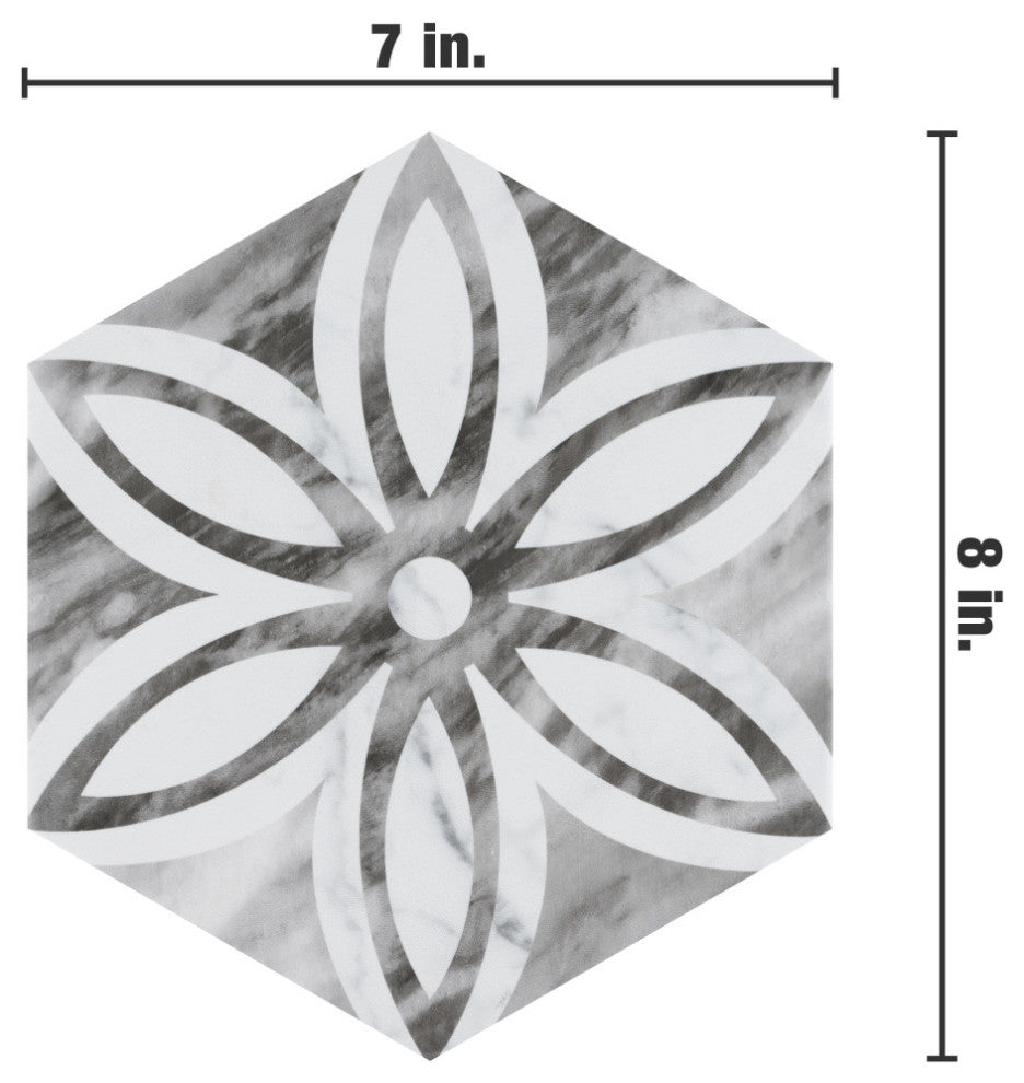 Classico Bardiglio Hexagon Lily Porcelain Floor and Wall Tile