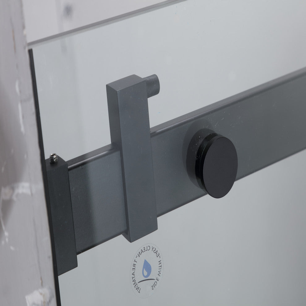 60" W x 76" H Frameless Single Sliding Shower Doors, Matt Black