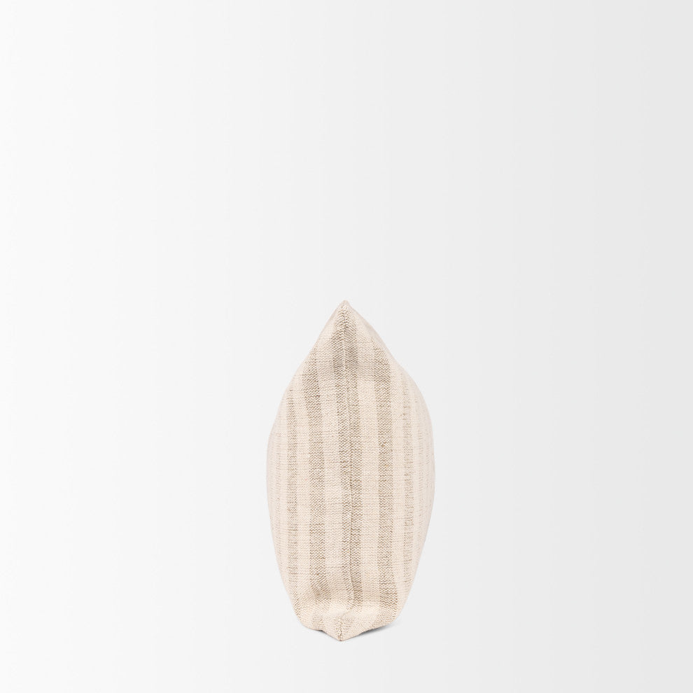 Jace Cream With Beige Stripe Lumbar Decorative Pillow Cover