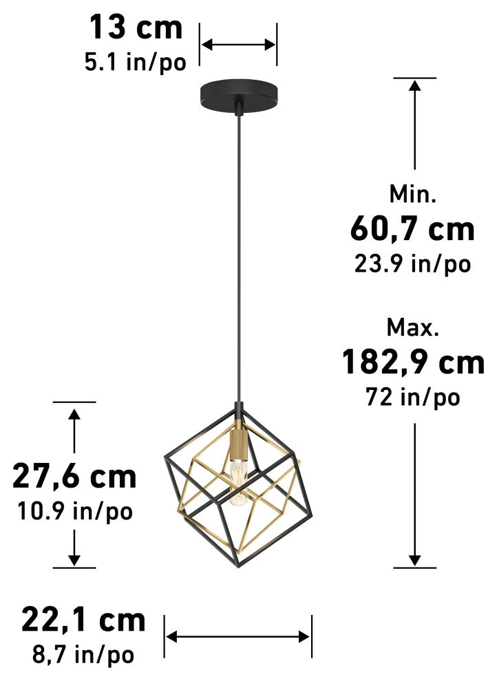 Artika Imperium Small Pendant Ceiling Light, Black & Gold