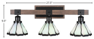 Tacoma 3-Light Bath Bar, Pearl & Black Flair Art