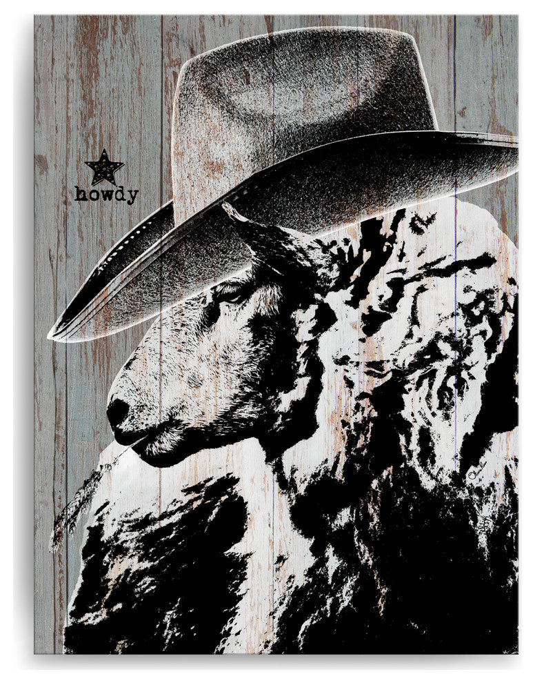 Howdy Sheep' Farmhouse Wrapped Canvas Animal Wall Art