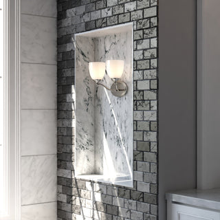 Bellwood 13.5" 2-Light Traditional Nickel Bathroom Vanity Fixture, Glass Shade, Satin Nickel, 2-Light