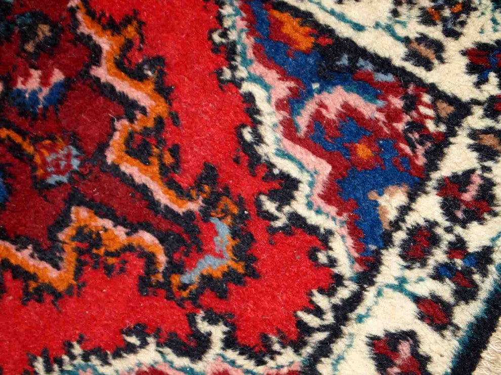 Handmade vintage Persian Hamadan rug 1.3' x 1.9' (40cm x 60cm) 1970s
