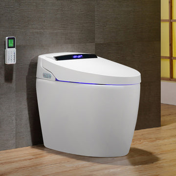 Modern Smart One-Piece 1.28 GPF Floor Mount Automatic Toilet & Bidet with Seat, White, Standard