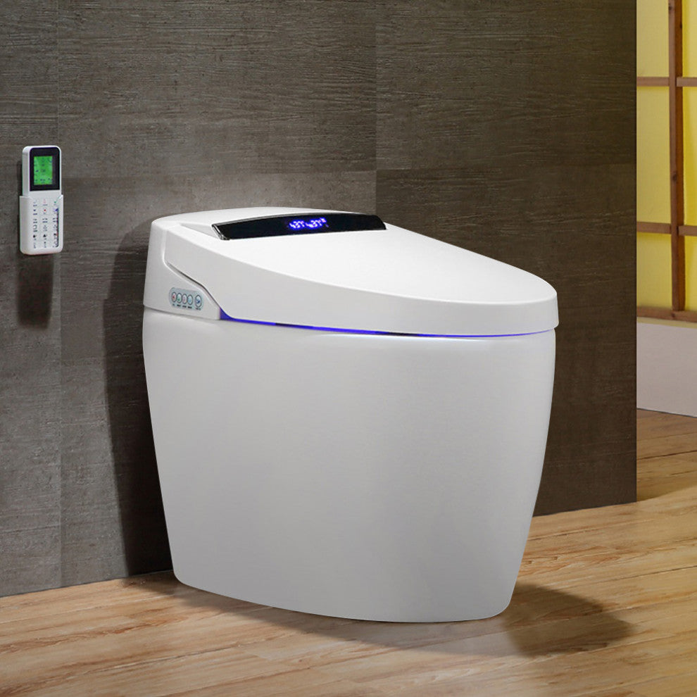Modern Smart One-Piece 1.28 GPF Floor Mount Automatic Toilet & Bidet with Seat, White, Standard