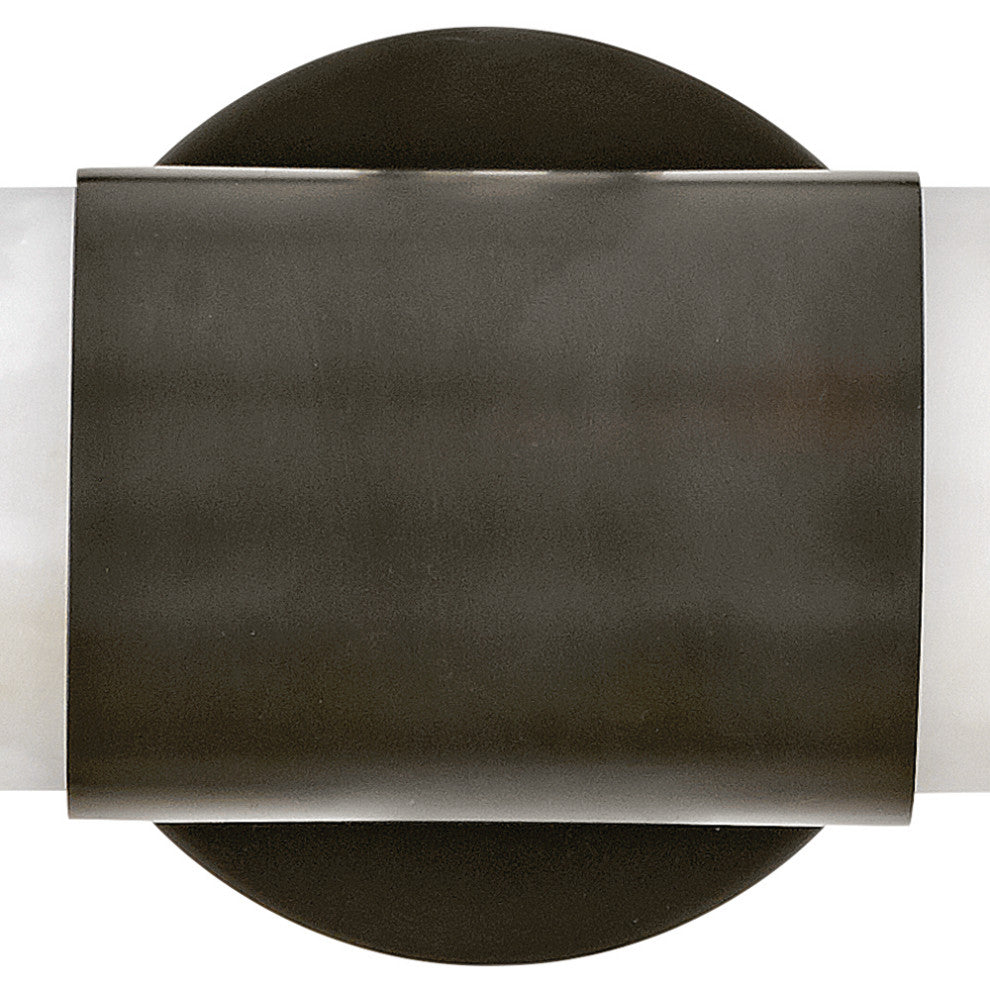 Hinkley Ibiza 16" Md LED Bath Vanity Light Fixture, Black Oxide + Faux Alabaster