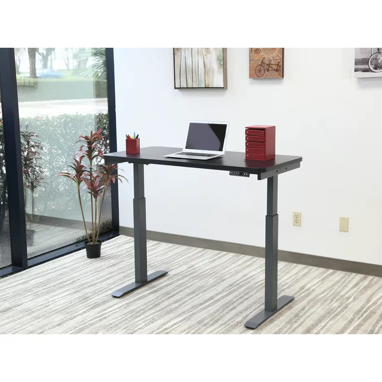 Electric Desk, Metal Legs & Adjustable Top With Motorized Control System, Black
