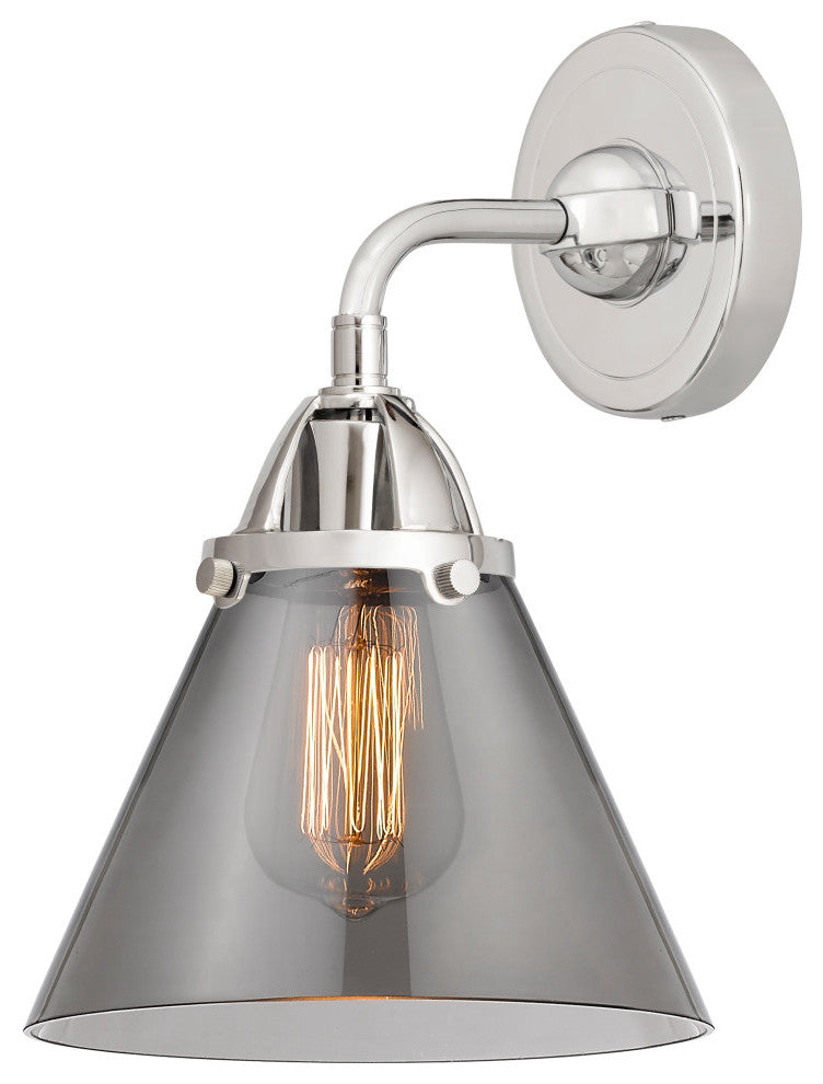 Large Cone Sconce, Polished Chrome, Plated Smoke, Plated Smoke