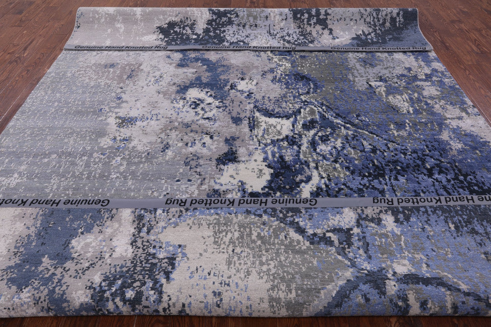 Abstract Wool and Silk Handmade Rug 8' 11" X 12' 0" Q9032