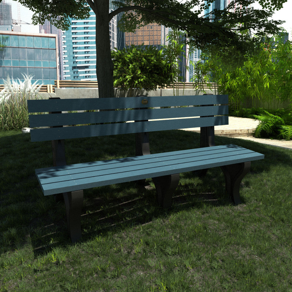 Aurora Traditional 6' Park Bench, Nantucket Blue