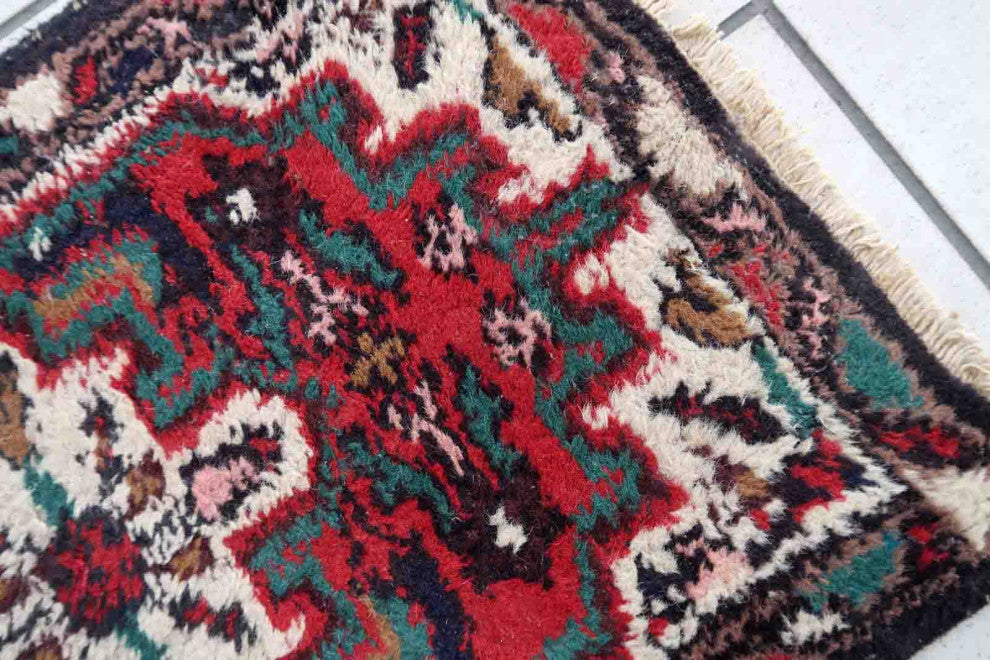 Handmade Vintage Persian Hamadan Mat 1.4'x2', 43cmx63cm, 1970s