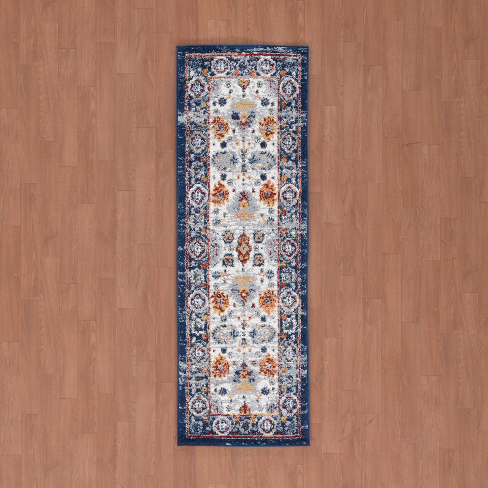 Alexandria Xyryl Power-Loomed Polypropylene Area Rug, Blue, 2' X 6'