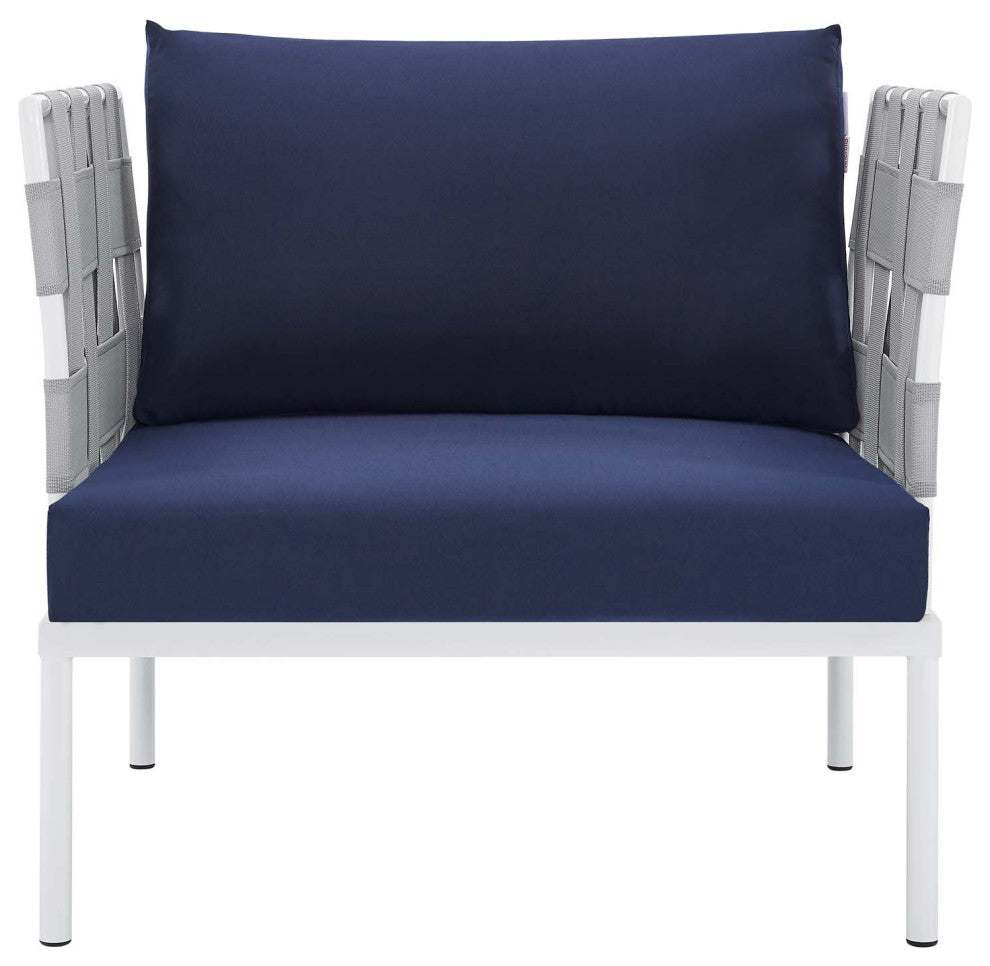 Harmony Sunbrellaï¿½ Outdoor Patio Aluminum Armchair-Gray Navy