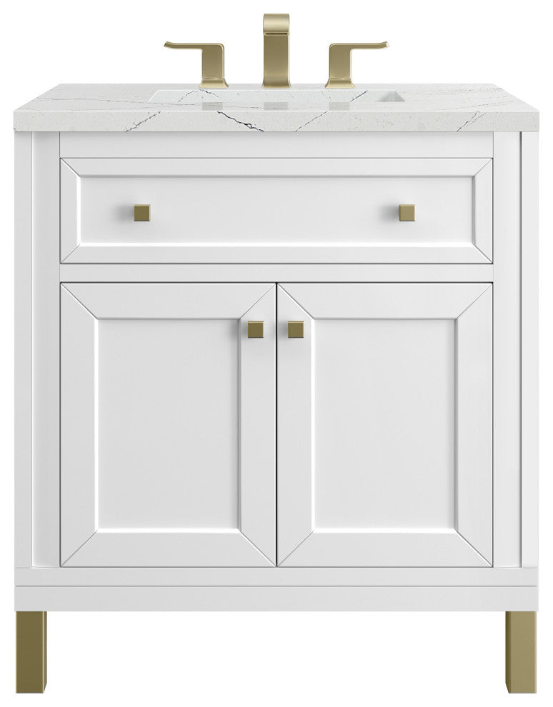 Chicago 30" Single Vanity, Glossy White,  Ethereal Noctis Top
