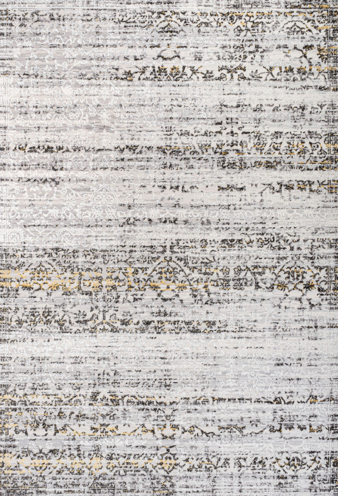 Tidal Modern Strie' Ivory/Black 5 ft. x 8 ft. Area Rug