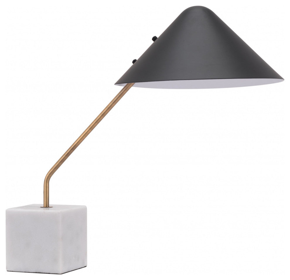 Black Gold and Marble Table or Desk Lamp