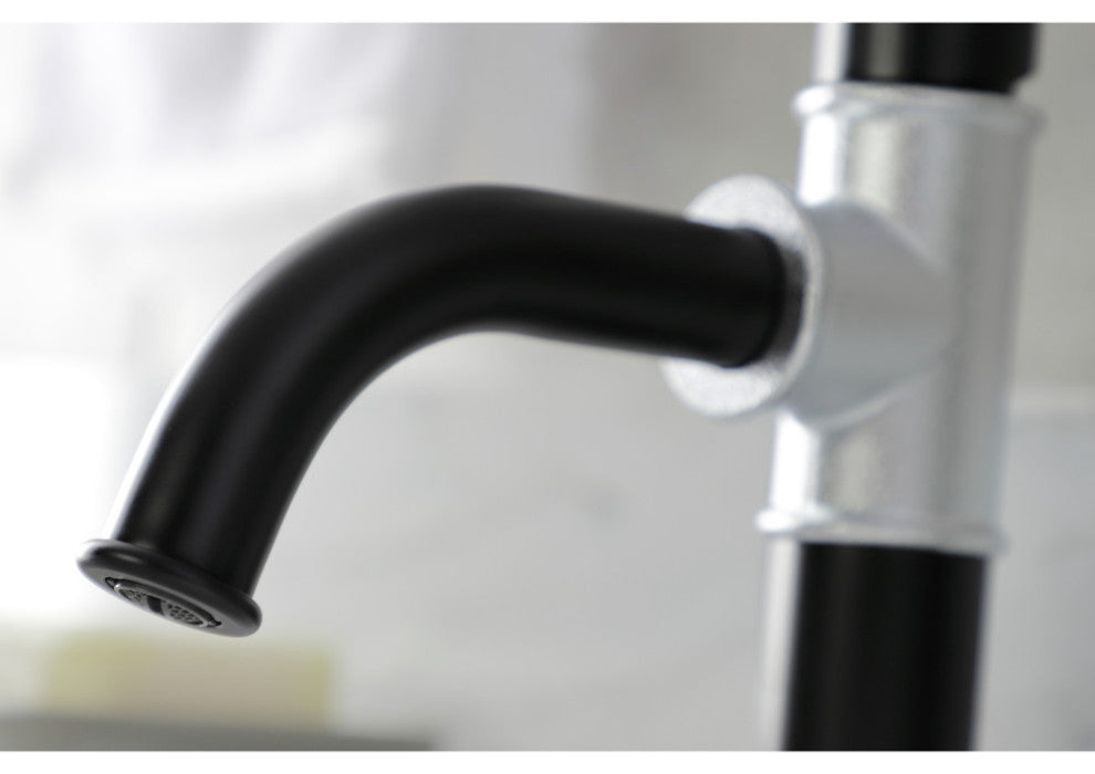Belknap Single-Handle Bathroom Faucet With Push Pop-Up, Matte Black/Chrome