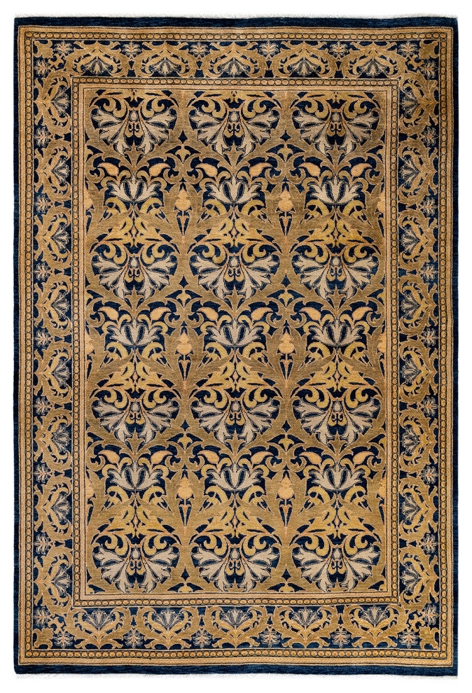 Ottoman, One-of-a-Kind Hand-Knotted Area Rug Navy, 6' 1" x 9' 1"