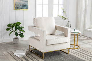 Adadon Velvet Upholstered Armchair - Cream