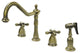 Kingston Brass Widespread Kitchen Faucet With Brass Sprayer, Antique Brass