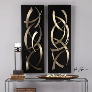 Uttermost 04139 Brushstrokes Two Piece Wall Sculpture Set by - Brushed Gold