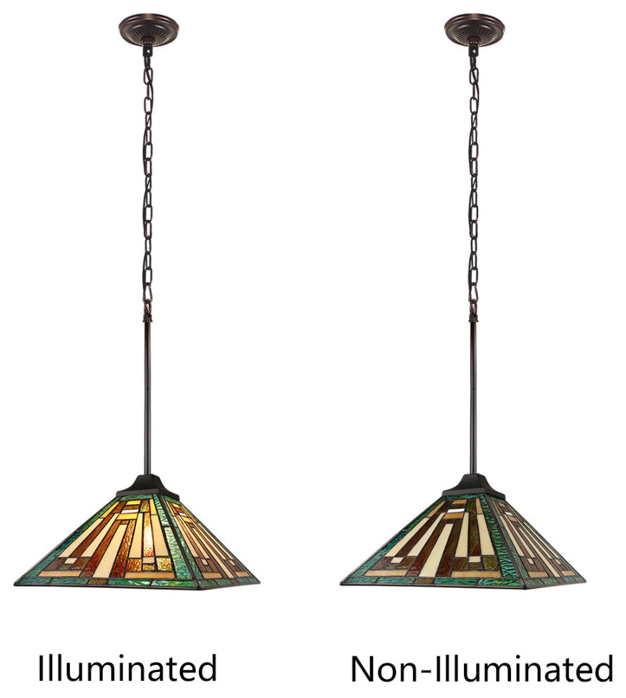 Firman Tiffany 1-Light Mission Ceiling Pendant 12" Shade