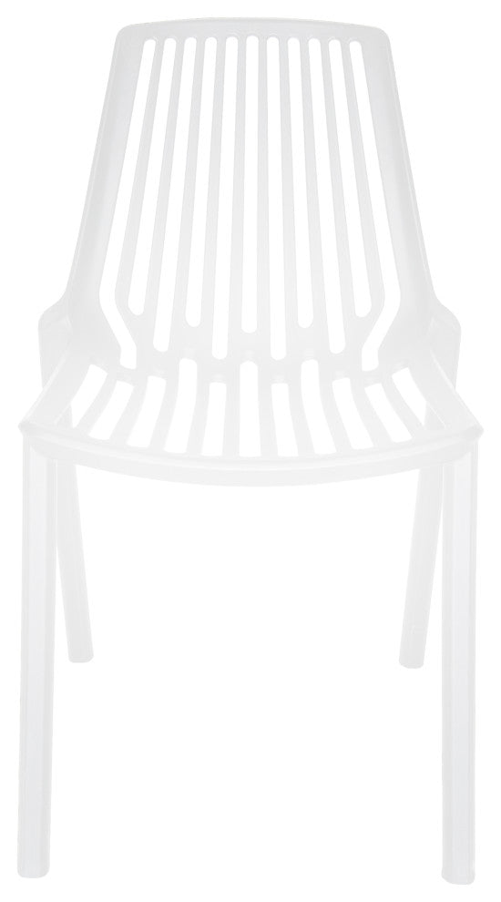 LeisureMod Acken Mid-Century Modern Plastic Dining Chair, White