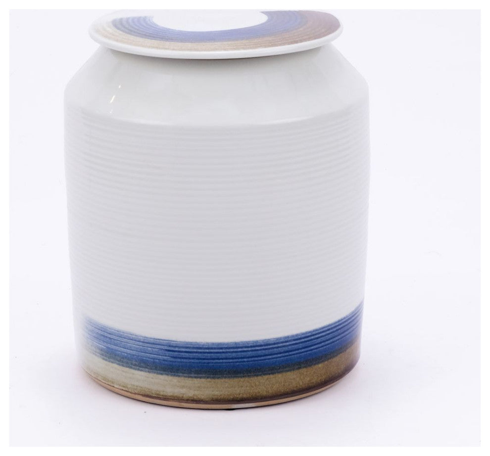 B&W Brushstroke Surrounding Cylinder Jar, Tall