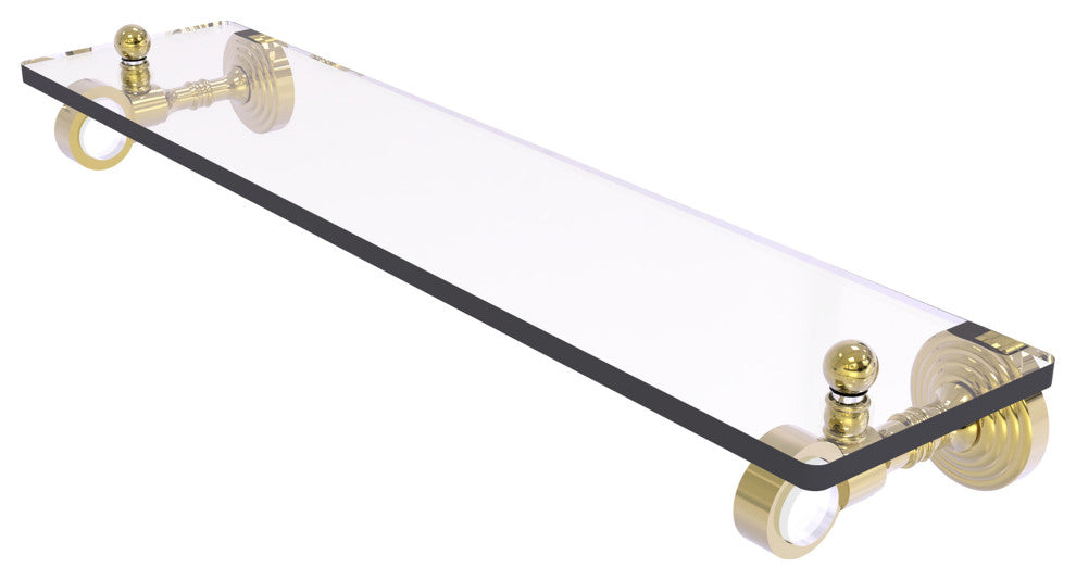 Pacific Grove 22" Glass Shelf, Unlacquered Brass