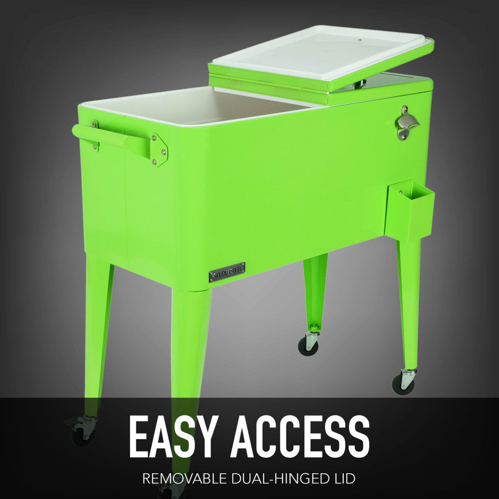 Permasteel 80 Quart Portable Rolling Patio Cooler, Lime