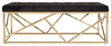 Safavieh Farah Tufted Rectangle Bench, Black/Gold